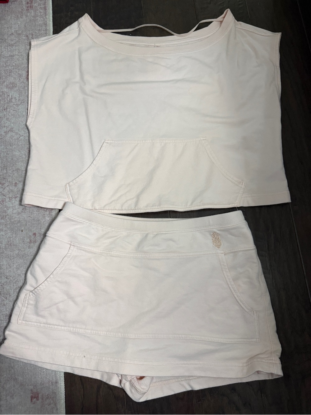 Free People Movement Women's Cream Mini Skort and Top Set both size medium